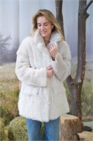 Двухсторонняя дубленка с английском воротником из длинношерстной овчины тиградо 2124