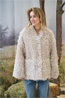 Двухсторонняя дубленка с шалевым воротником из длинношерстной овчины 2125