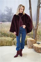 Двухсторонняя дубленка сводного кроя в бордовом цвете 2127